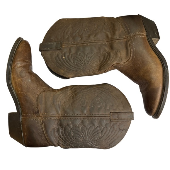 Women’s Brown Leather Western Cowboy Boots Size 8.5M - Picture 4 of 10